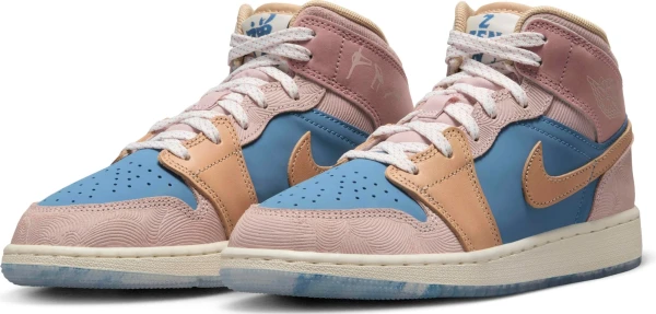 Кроссовки подростковые Nike JORDAN 1 MID “ZEN” (GS) коричнево-голубые FN7452-400