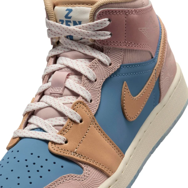 Кроссовки подростковые Nike JORDAN 1 MID “ZEN” (GS) коричнево-голубые FN7452-400