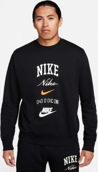 Світшот Nike CLUB FLEECE LONG-SLEEVE CREW-NECK чорний FN2610-010