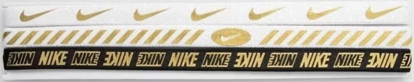 Пов'язки на голову Nike HEADBANDS 3.0 3 PK METALLIC біло-золоті, чорно-золота (3 штуки) N.100.4527.112.OS