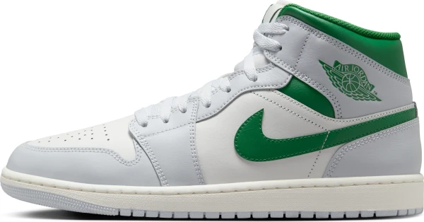 Кроссовки Nike AIR JORDAN 1 MID светло-серо-бело-зеленые DQ8426-142
