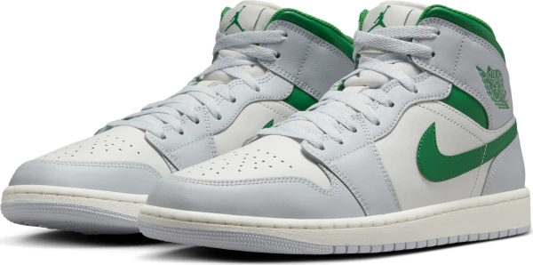 Кроссовки Nike AIR JORDAN 1 MID светло-серо-бело-зеленые DQ8426-142