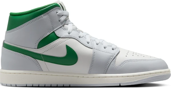 Кроссовки Nike AIR JORDAN 1 MID светло-серо-бело-зеленые DQ8426-142