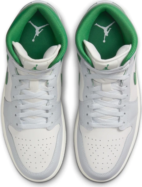 Кроссовки Nike AIR JORDAN 1 MID светло-серо-бело-зеленые DQ8426-142