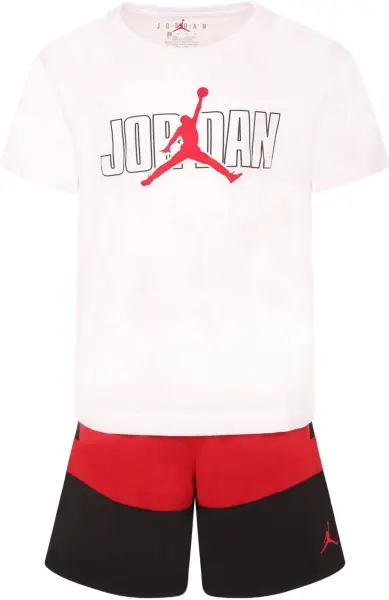 Комплект летний детский Nike JORDAN STACKED MIXED SET бело-красно-черный 85D767-R78