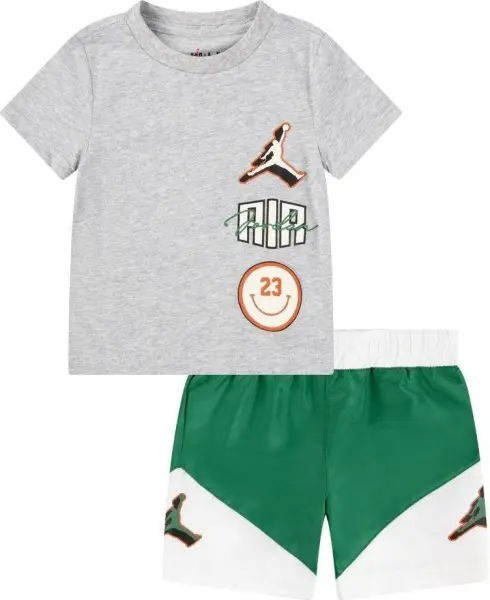 Комплект летний детский Nike JORDAN STACKED PLAY серо-зеленый 85D768-E1P