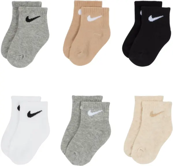 Носки детские Nike SWOOSH ANKLE SOCKS 6P белые, бежевые, серые, черные (6 пар) NN0641-G0E