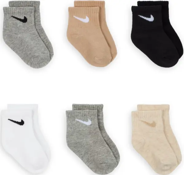 Носки детские Nike SWOOSH ANKLE SOCKS 6P белые, бежевые, серые, черные (6 пар) NN0641-G0E