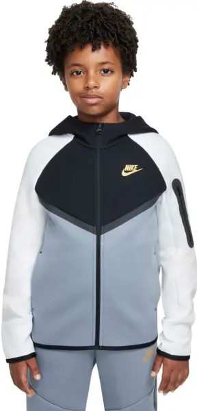 Толстовка подростковая Nike SPORTSWEAR TECH FLEECE бело-черно-дымчато-серая HV5867-065