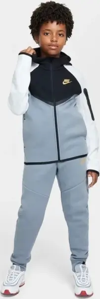 Толстовка подростковая Nike SPORTSWEAR TECH FLEECE бело-черно-дымчато-серая HV5867-065