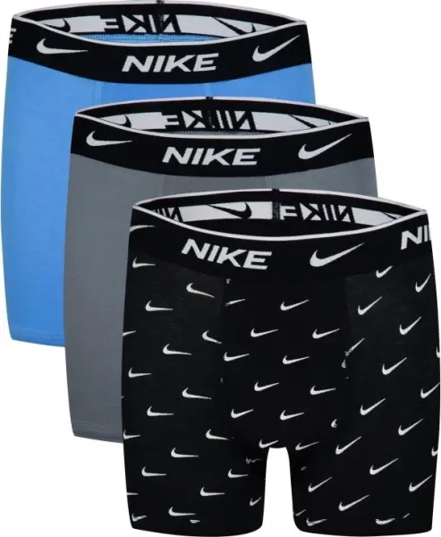 Труси (боксерки) підліткові Nike DRI-FIT ESSENTIAL COTTON STRETCH BOXER SHORTS блакитні, чорні, сірі (3 штуки) 9N0847-F66