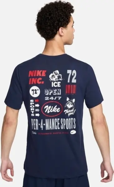 Футболка Nike DRI-FIT FITNESS GFX темно-синяя FV8366-451