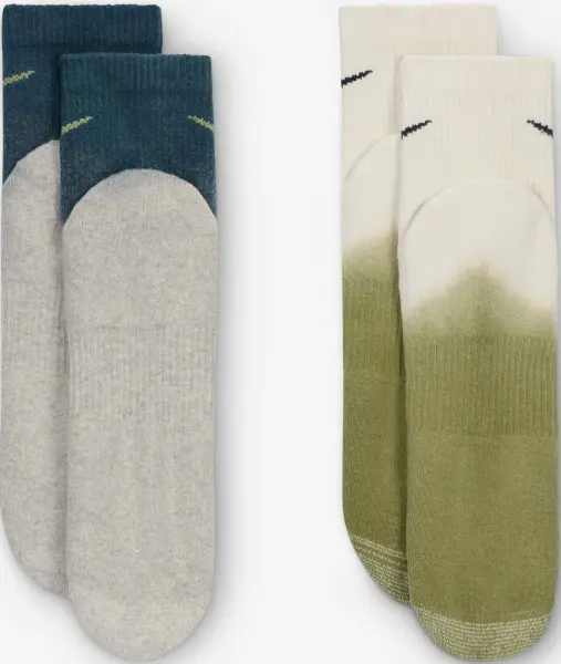 Носки Nike EVERYDAY PLUS CUSHIONED ANKLE SOCKS серо-темно-синие, бежево-оливковые (2 пары) FJ4913-911
