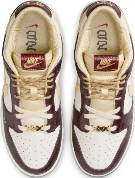 Кроссовки женские Nike DUNK LOW LX темно-коричнево-бежево-белые HV5991-171