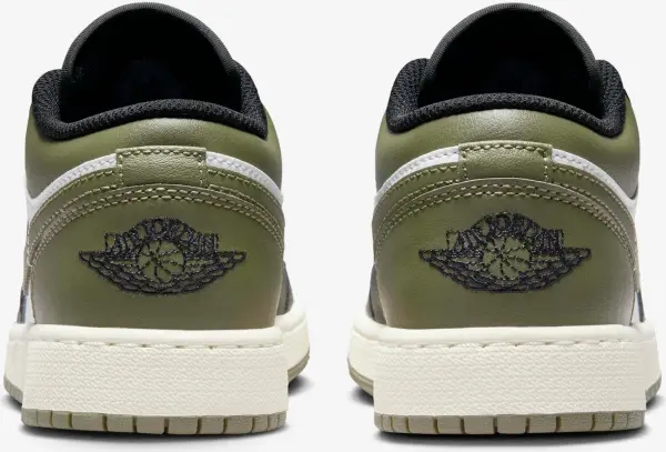 Кроссовки подростковые Nike AIR JORDAN 1 LOW (GS) бело-черно-оливковые 553560-092