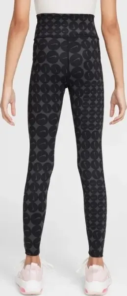 Леггинсы подростковые Nike ONE DRI-FIT HIGH-WAISTED черно-темно-серые HF8228-010