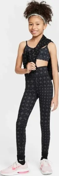 Леггинсы подростковые Nike ONE DRI-FIT HIGH-WAISTED черно-темно-серые HF8228-010