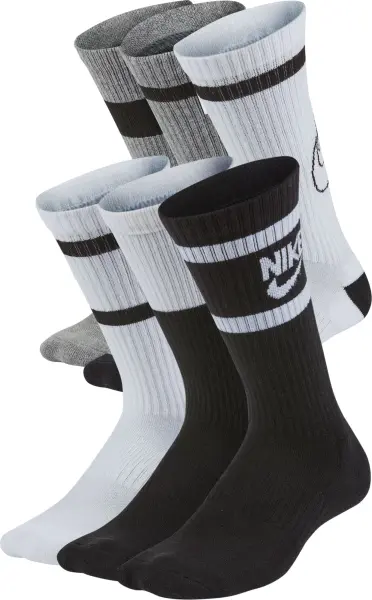 Носки Nike EVERYDAY CUSHIONED CREW белые, серые, черные (6 пар) CK7302-901