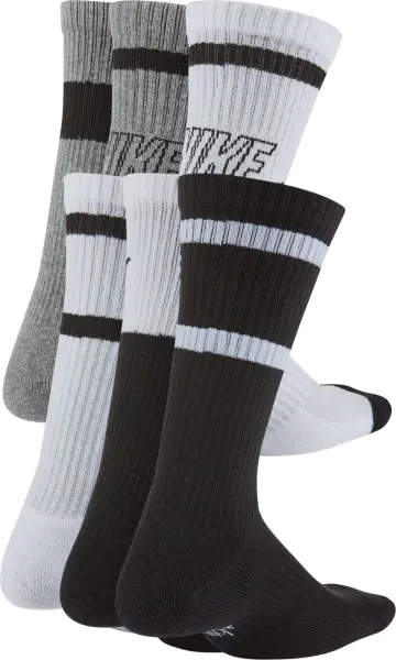 Носки Nike EVERYDAY CUSHIONED CREW белые, серые, черные (6 пар) CK7302-901