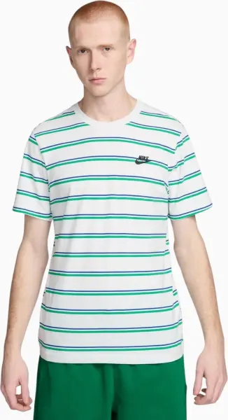 Футболка Nike SPORTSWEAR CLUB STRIPE бело-зелено-синяя DZ2985-094