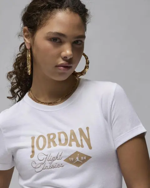 Футболка жіноча Nike JORDAN GRAPHIC SLIM біло-золота FN5723-100