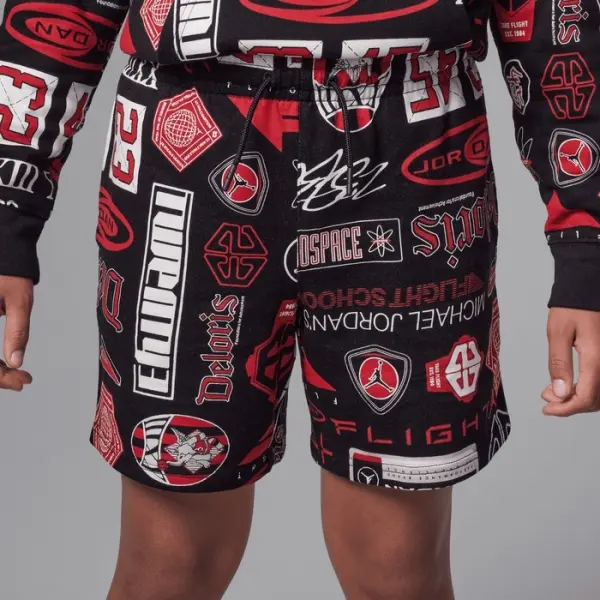 Шорти підліткові Nike JORDAN ESSENTIALS FRENCH TERRY PRINTED чорно-червоно-білі 95D743-023