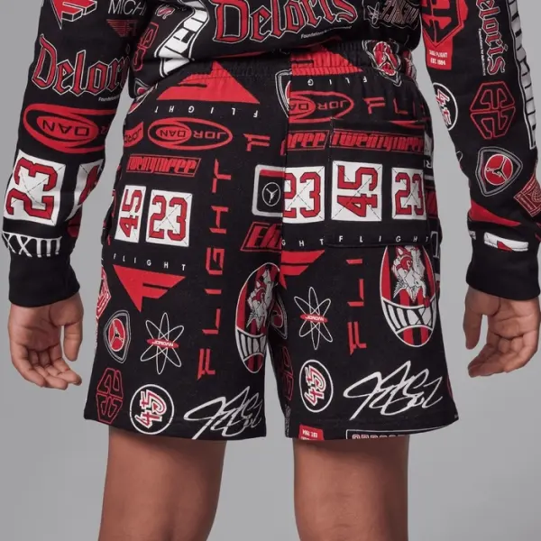 Шорти підліткові Nike JORDAN ESSENTIALS FRENCH TERRY PRINTED чорно-червоно-білі 95D743-023