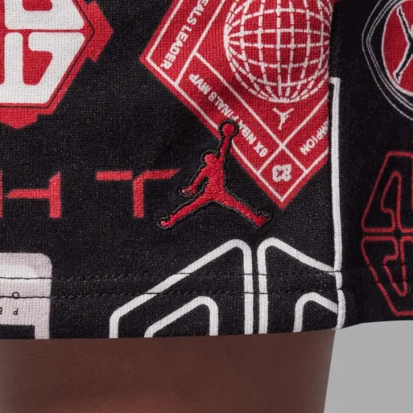 Шорти підліткові Nike JORDAN ESSENTIALS FRENCH TERRY PRINTED чорно-червоно-білі 95D743-023