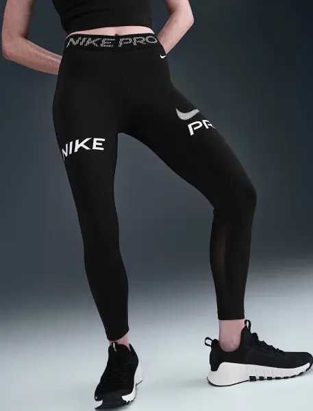 Лосини жіночі Nike PRO MID-RISE 7/8 MESH-PANEL GRAPHIC чорні HV2306-010