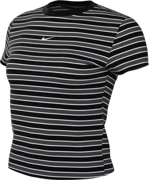 Футболка женская Nike SPORTSWEAR CHILL KNIT SLIM STRIPED черно-темно-серая HF9524-010