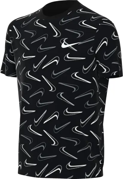 Футболка подростковая Nike SWOOSH ALL-OVER-PRINT черная FN9605-010