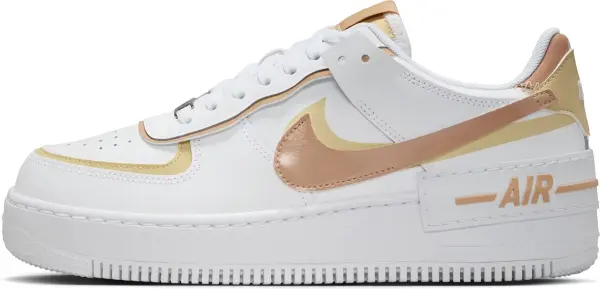 Кроссовки женские Nike AIR FORCE 1 SHADOW бело-золотисто-светло-коричневые DZ1847-111