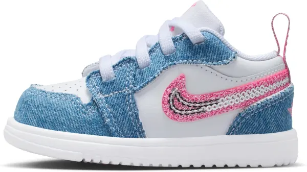 Кроссовки детские Nike AIR JORDAN 1 LOW ALT SE (TD) голубо-бело-розовые HQ2002-400