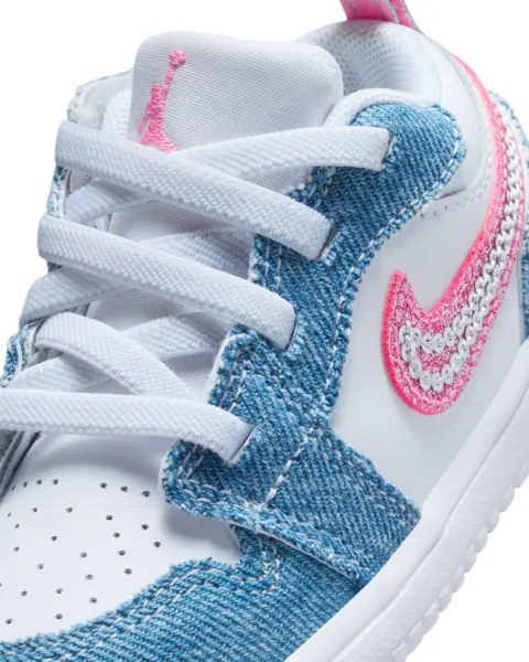 Кроссовки детские Nike AIR JORDAN 1 LOW ALT SE (TD) голубо-бело-розовые HQ2002-400
