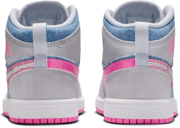 Кроссовки детские Nike AIR JORDAN 1 MID SE (PS) светло-серо-голубо-розовые HQ1998-400