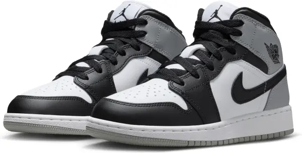 Кроссовки подростковые Nike AIR JORDAN 1 MID (GS) бело-черно-серые DQ8423-101