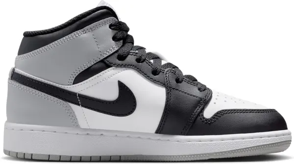 Кроссовки подростковые Nike AIR JORDAN 1 MID (GS) бело-черно-серые DQ8423-101