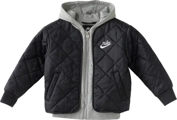Куртка детская Nike FLEECE HOODED QUILT черно-серая 86N071-023