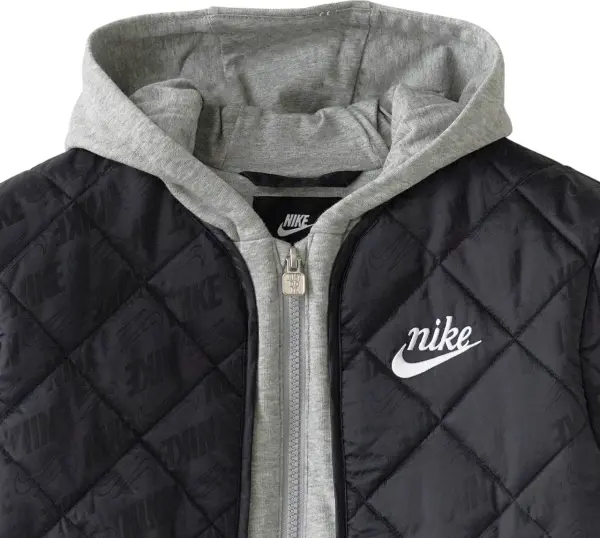 Куртка детская Nike FLEECE HOODED QUILT черно-серая 86N071-023