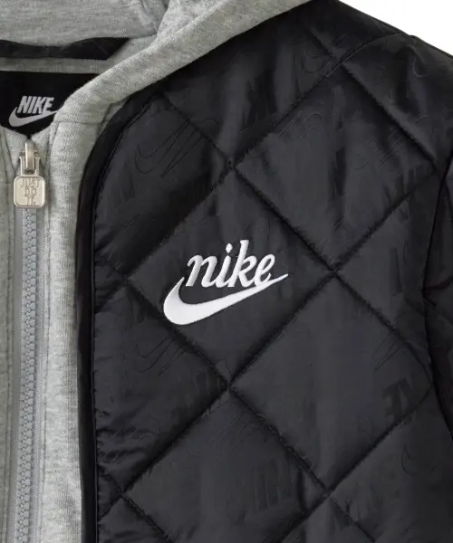 Куртка детская Nike FLEECE HOODED QUILT черно-серая 86N071-023