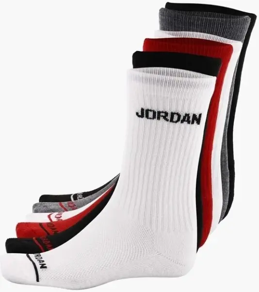 Шкарпетки дитячі Nike JORDAN LEGEND CREW SOCKS BOX SET білі, сірі, чорні, червоні (6 пар) BJ0343-RK2