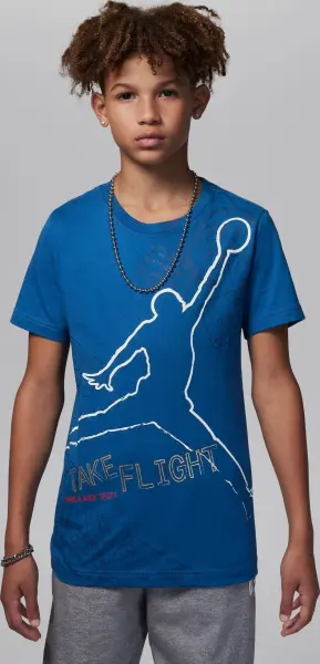 Футболка подростковая Nike JORDAN FLIGHT GRAPHIC синяя 95D006-U1R