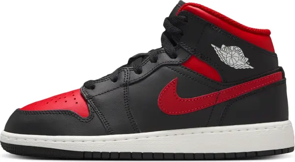 Кроссовки подростковые Nike AIR JORDAN 1 MID (GS) черно-красные DQ8423-067