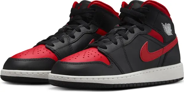 Кроссовки подростковые Nike AIR JORDAN 1 MID (GS) черно-красные DQ8423-067