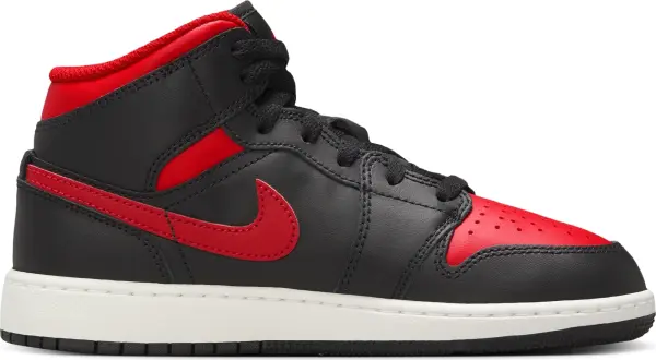 Кроссовки подростковые Nike AIR JORDAN 1 MID (GS) черно-красные DQ8423-067