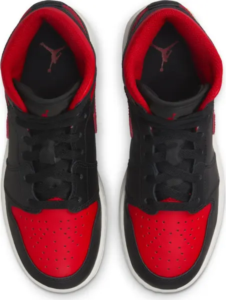 Кроссовки подростковые Nike AIR JORDAN 1 MID (GS) черно-красные DQ8423-067