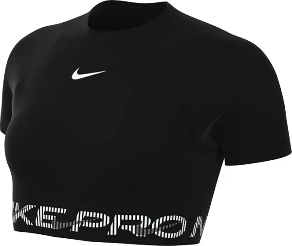 Топ жіночий Nike PRO DRI-FIT SHORT-SLEEVE CROPPED GRAPHIC чорний HM6369-010
