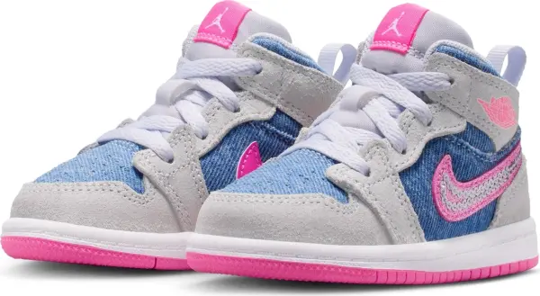 Кросівки дитячі Nike JORDAN 1 MID SE (TD) світло-сіро-блакитно-рожеві HQ2000-400