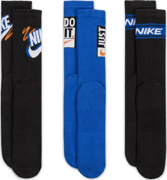 Носки Nike EVERYDAY PLUS CREW SOCKS черные, синие (3 пары) HJ9339-902