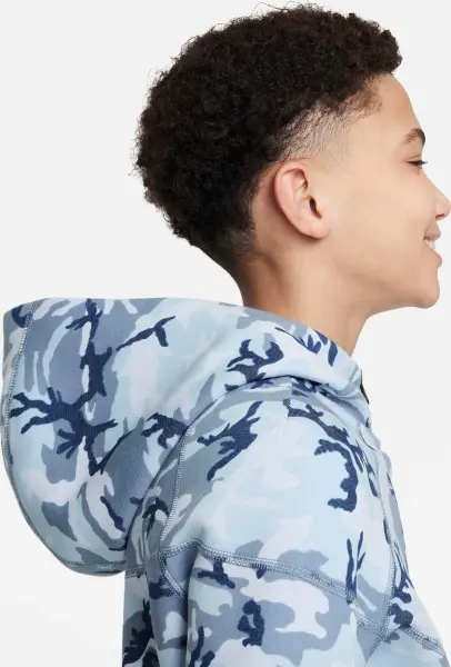 Толстовка підліткова Nike TECH FLEECE CAMO блакитно-синя FN9118-493